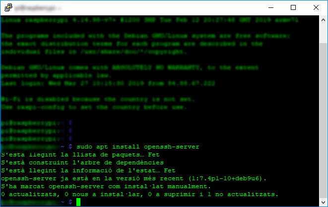 Instal·lar i configurar SSH en Raspbian