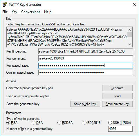 Configurar de la clau privada de SSH amb el PuTTY Key Generator